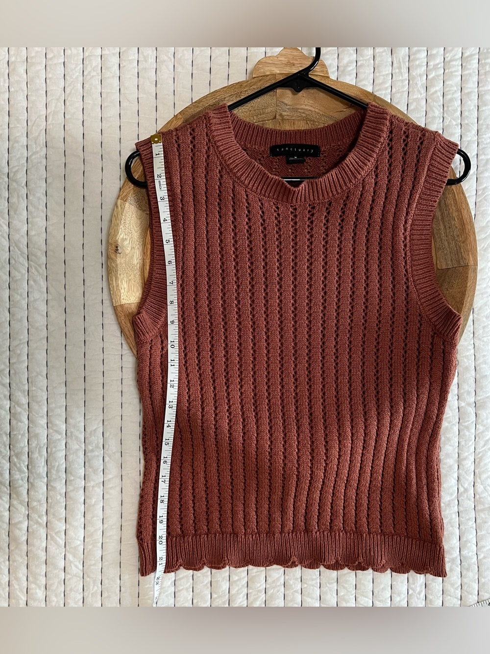 Sanctuary 100% Cotton Sleeveless Sweater Rust/Rose Scalloped Hem Women’s SZ M - Picture 5 of 12